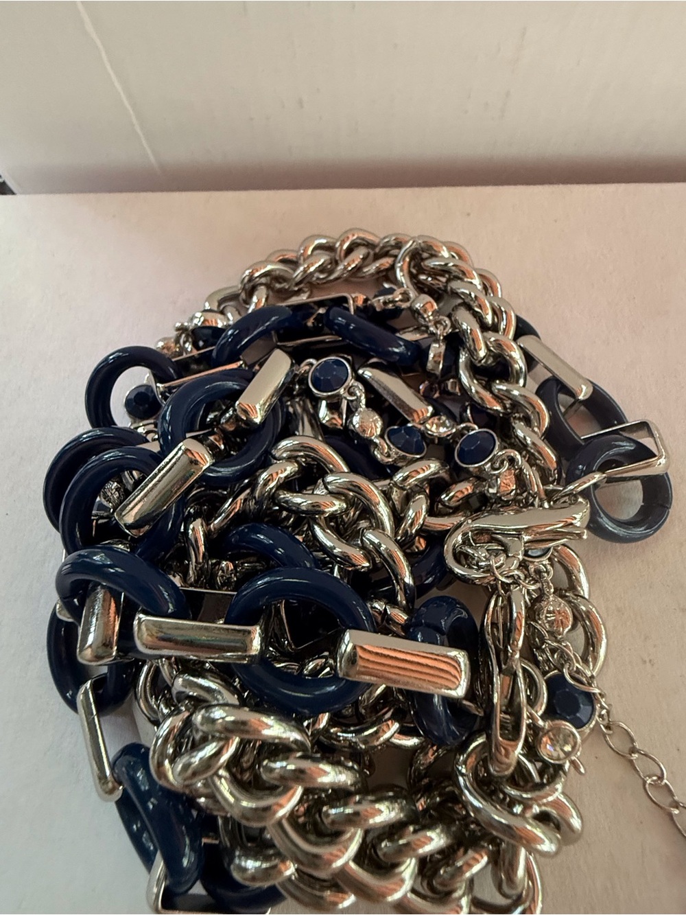 Lia Sophia Navy and Silver Multi-Strand Statement Necklace - Picture 4 of 5